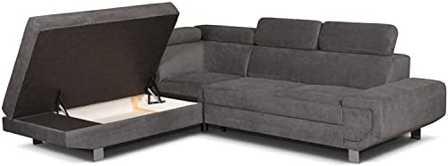Artic Grey Corner Sofa Bed with Storage