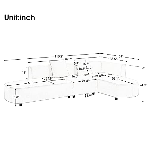 Modular L-Shaped Convertible Sofa with Ottoman