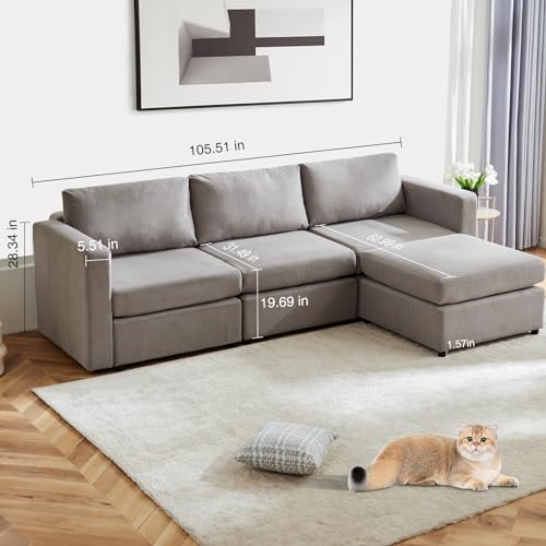 Modern L-Shaped Convertible Modular Sectional Sofa