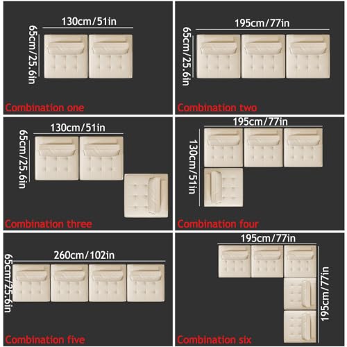 Beige Modular L-Shaped Sectional Sofa Set
