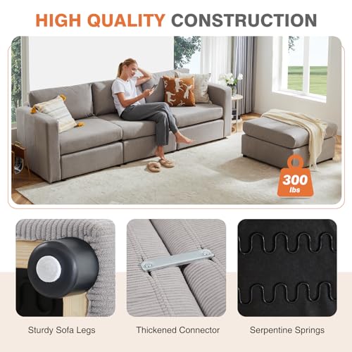 Modern L-Shaped Convertible Modular Sectional Sofa