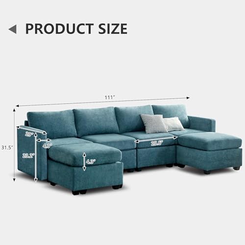 Modern U-Shaped Sectional Sofa with Storage Ottoman