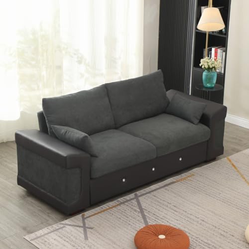 Dark Gray L-Shaped Corner Sofa with USB Port