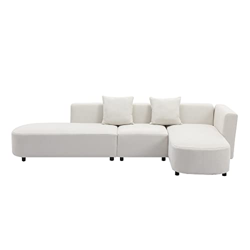 Modular L-Shaped Convertible Sofa with Ottoman