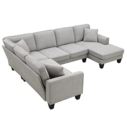 Light Gray Modular Sectional Sofa with Pillows