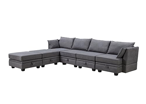 Oversized Modern U-Shape Sofa, Dark Grey Sectional