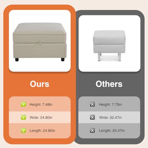 Beige U-Shaped Modular Sectional Sofa with Storage