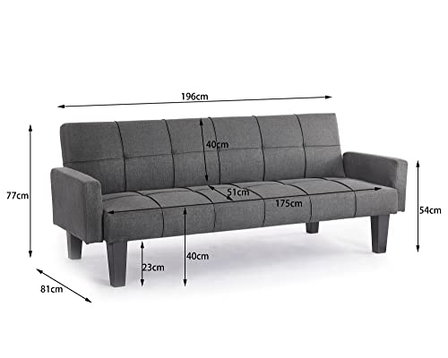 Tufted 3-Seater Sofa Bed - Dark Grey