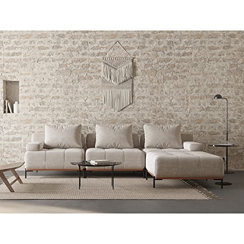Beige Modular Sectional Sofa - Mid-Century Modern