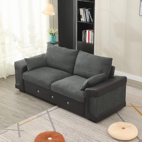 Dark Gray L-Shaped Corner Sofa with USB Port