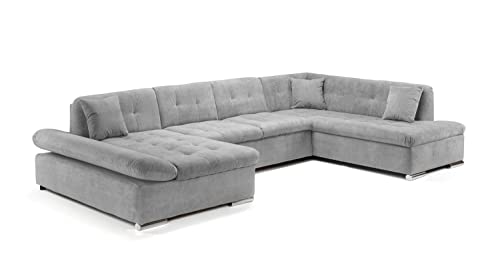 Honeypot Grey U-Shaped Sofa Bed with Storage