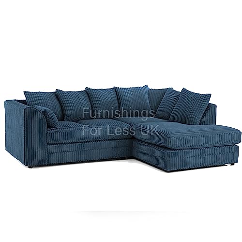 Luxor Jumbo Cord Marine Blue L-Shaped Sofa