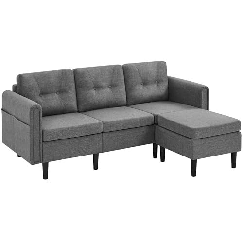 Light Gray L-Shaped Sectional Sofa with Ottoman