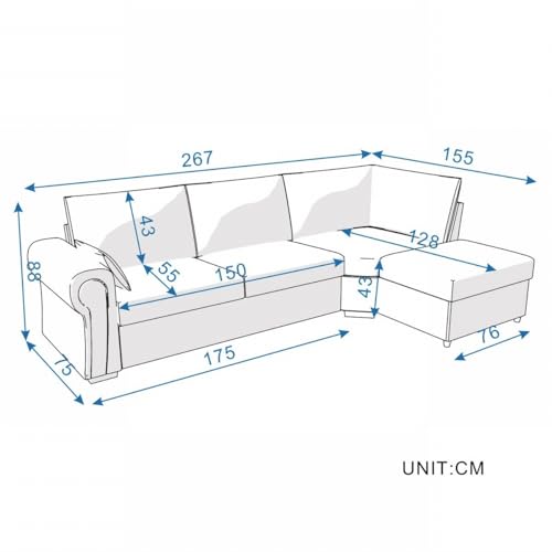 5-Seat L-Shaped Sofa with USB Chaise