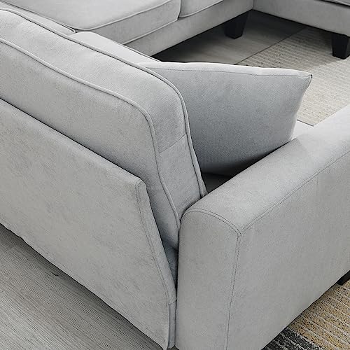 Light Gray Modular Sectional Sofa with Pillows