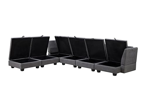 Oversized Modern U-Shape Sofa, Dark Grey Sectional