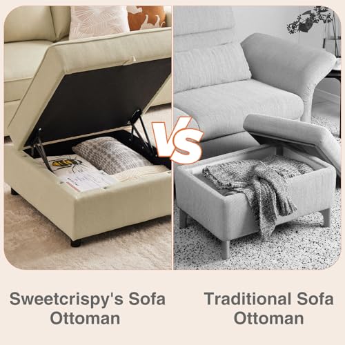 Beige U-Shaped Modular Sectional Sofa with Storage