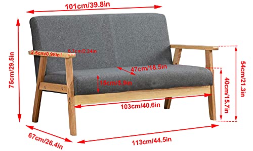 Compact Grey Loveseat Sofa for Living Room