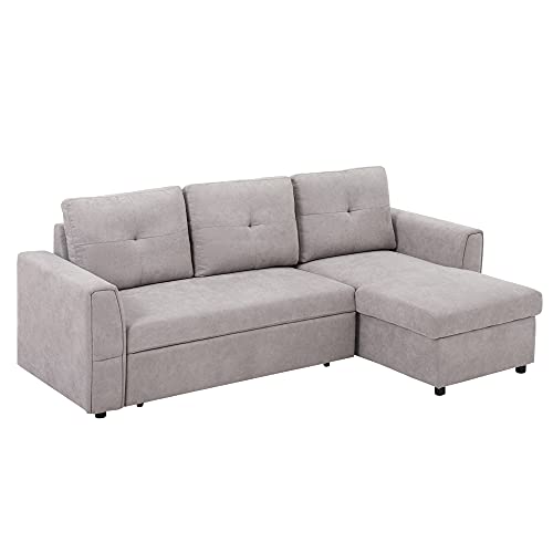 Versatile L-Shaped 3-Seater Sofa Bed - Grey
