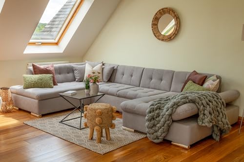 Honeypot Grey U-Shaped Sofa Bed with Storage
