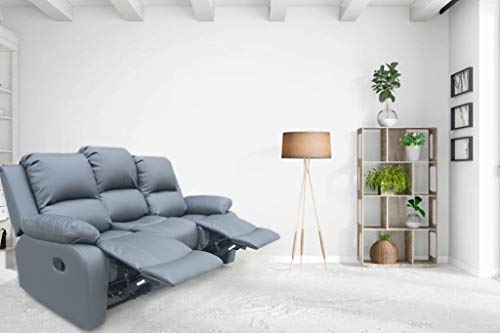 Grey Recliner Sofa Suite - 3 Seater Set
