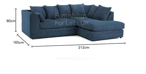Luxor Jumbo Cord Marine Blue L-Shaped Sofa