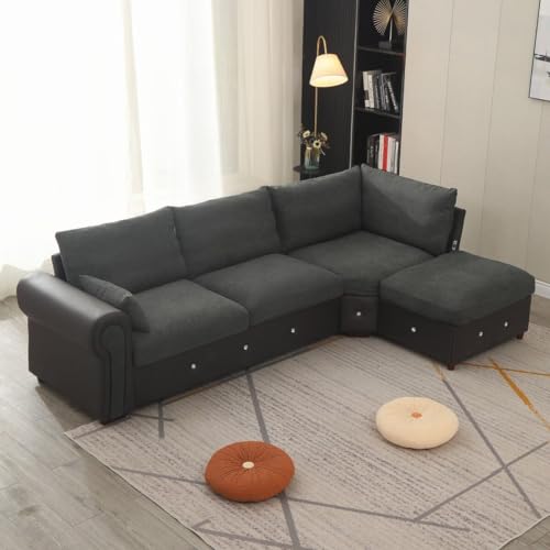 5-Seat L-Shaped Sofa with USB Chaise