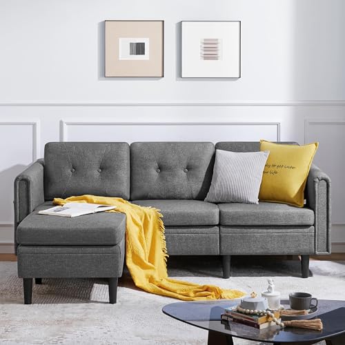 Light Gray L-Shaped Sectional Sofa with Ottoman