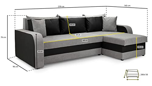 Kris Universal Grey Corner Sofa Bed with Storage