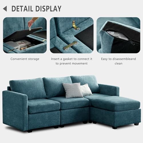 Modern U-Shaped Sectional Sofa with Storage Ottoman