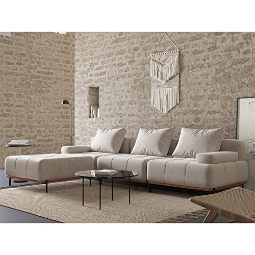 Beige Modular Sectional Sofa - Mid-Century Modern