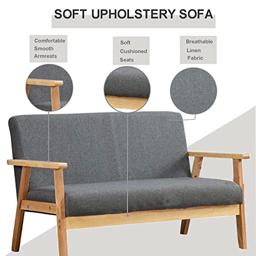 Compact Grey Loveseat Sofa for Living Room