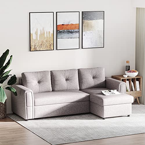 Versatile L-Shaped 3-Seater Sofa Bed - Grey