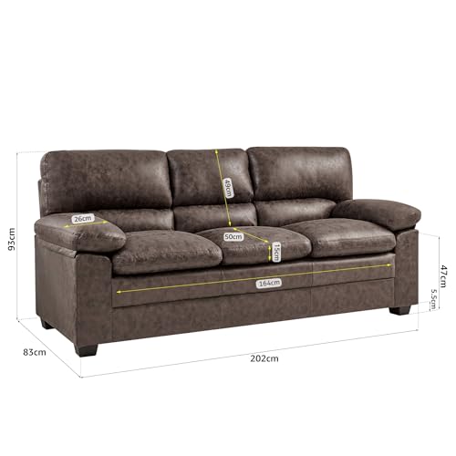 Bravich Oxford Dark Brown 3-Seater Sofa