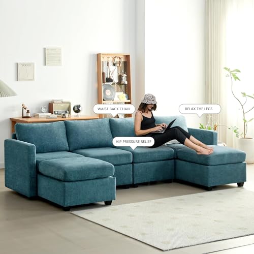 Modern U-Shaped Sectional Sofa with Storage Ottoman