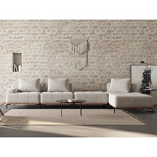 Beige Modular Sectional Sofa - Mid-Century Modern