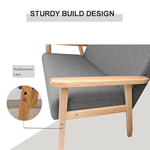 Compact Grey Loveseat Sofa for Living Room