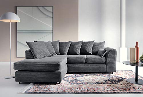 Grey Jumbo Cord Left Hand Corner Sofa