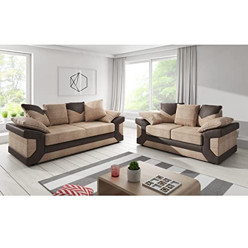 Large Dino Fabric and Leather Sofa Suite