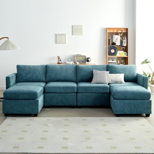Modern U-Shaped Sectional Sofa with Storage Ottoman