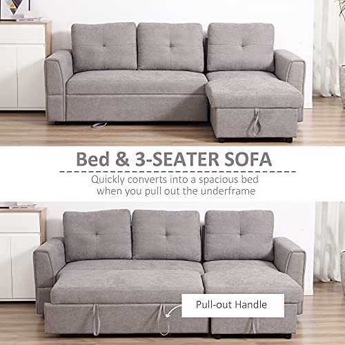 Versatile L-Shaped 3-Seater Sofa Bed - Grey