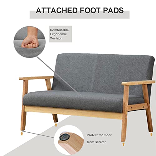 Compact Grey Loveseat Sofa for Living Room
