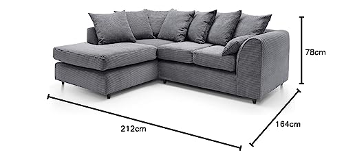 Grey Jumbo Cord Left Hand Corner Sofa
