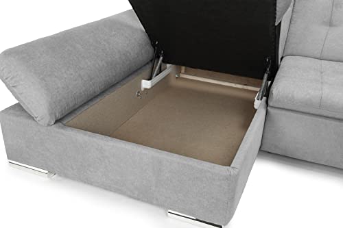 Honeypot Grey U-Shaped Sofa Bed with Storage