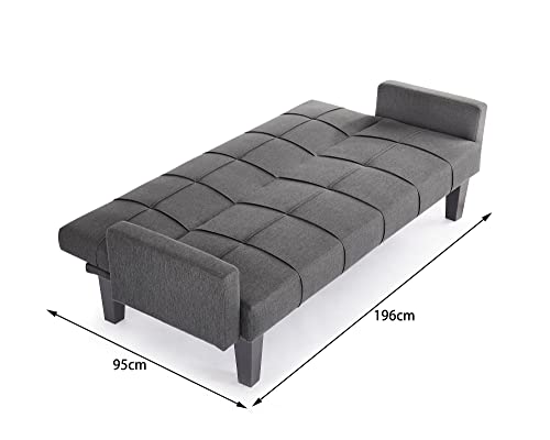 Tufted 3-Seater Sofa Bed - Dark Grey
