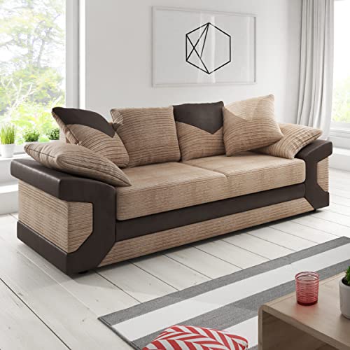 Large Dino Fabric and Leather Sofa Suite