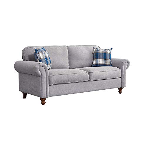 panana 2 seater 3 seater sofa couch settee fabric sofa living room sofa with retro design leg and 2 free cushions gray 3 seater 6298