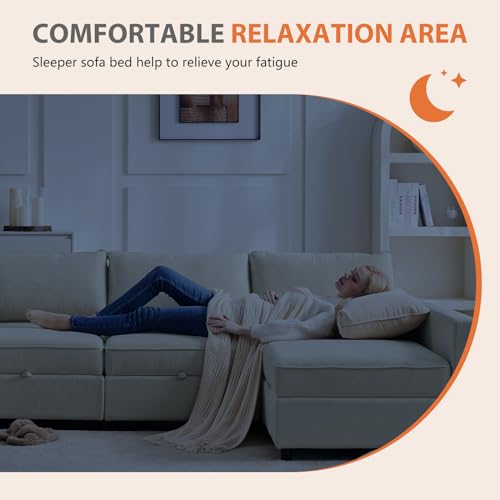 Beige U-Shaped Modular Sectional Sofa with Storage