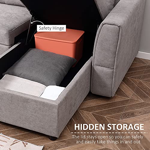 Versatile L-Shaped 3-Seater Sofa Bed - Grey