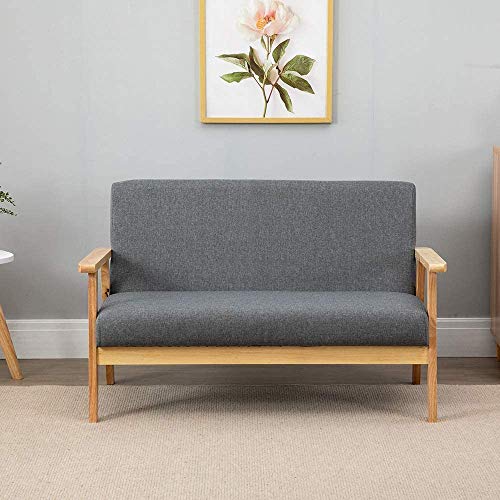Compact Grey Loveseat Sofa for Living Room